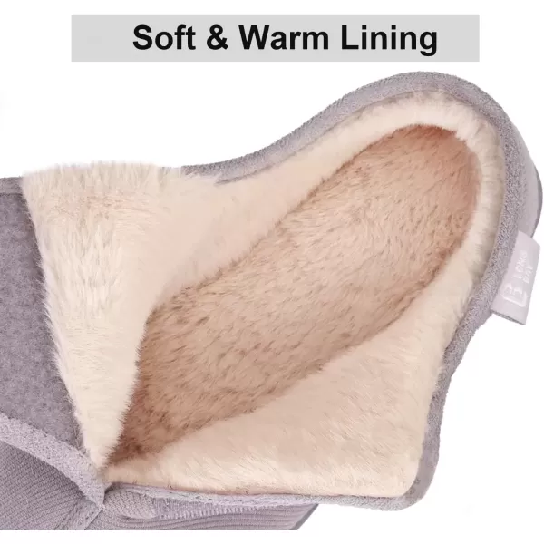 imageLongBay Womens Adjustable Slippers Non Slip Wide House Shoes Indoor Outdoor Diabetic Swollen FeetGrey