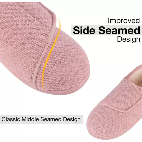 imageLongBay Womens Adjustable Slippers Non Slip Wide House Shoes Indoor Outdoor Diabetic Swollen FeetPink