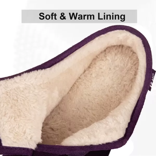 imageLongBay Womens Adjustable Slippers Non Slip Wide House Shoes Indoor Outdoor Diabetic Swollen FeetPurple