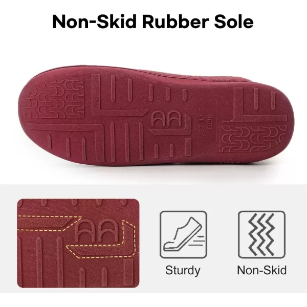 imageLongBay Womens Adjustable Slippers Non Slip Wide House Shoes Indoor Outdoor Diabetic Swollen FeetWine Red