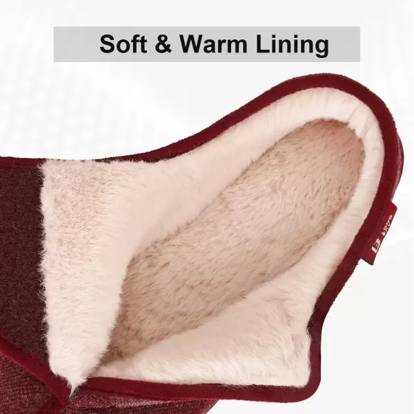 imageLongBay Womens Adjustable Slippers Non Slip Wide House Shoes Indoor Outdoor Diabetic Swollen FeetWine Red