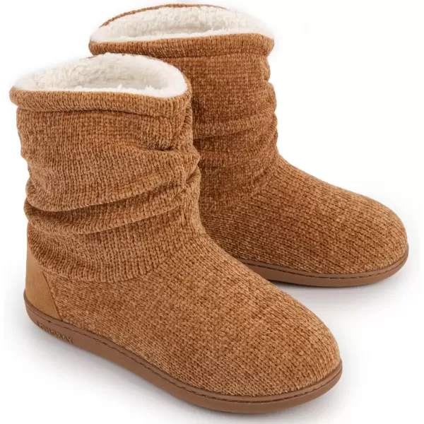 imageLongBay Womens Chenille Knit Bootie Slippers Cute Warm Plush Fleece Memory Foam House ShoesCamel
