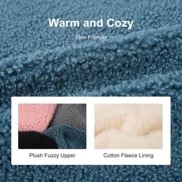 imageLongBay Womens Cozy Lightweight Slippers Warm Memory Foam Fuzzy House Shoes Indoor Outdoor Bedroom Boots with Anti Skid Rubber SoleBlue