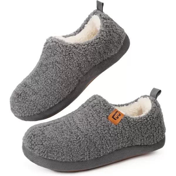 imageLongBay Womens Cozy Lightweight Slippers Warm Memory Foam Fuzzy House Shoes Indoor Outdoor Bedroom Boots with Anti Skid Rubber SoleGrey