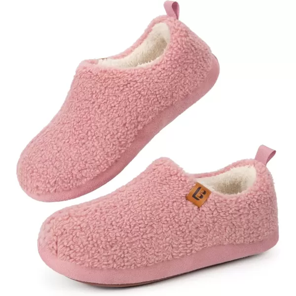 imageLongBay Womens Cozy Lightweight Slippers Warm Memory Foam Fuzzy House Shoes Indoor Outdoor Bedroom Boots with Anti Skid Rubber SolePink