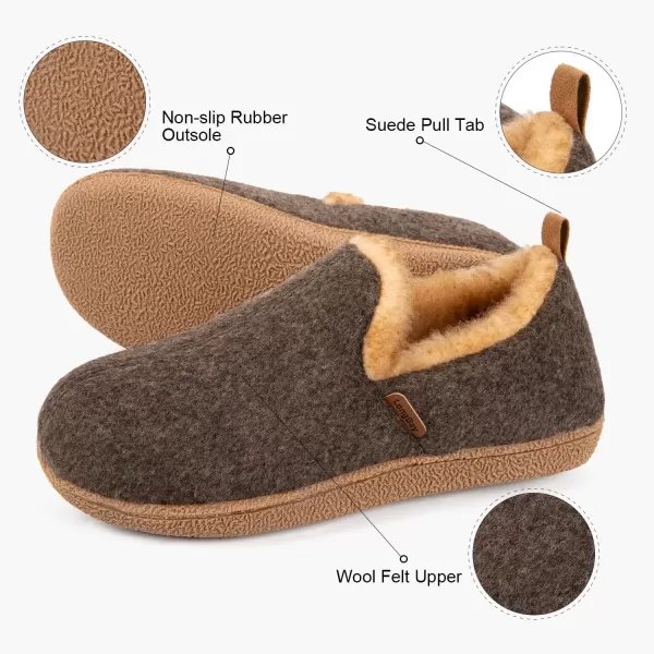imageLongBay Womens Felt Bootie Slippers Warm Cozy Memory Foam Slipper Boots with Polar Fleece Lining Non Slip House Shoes Indoor OutdoorCoffee