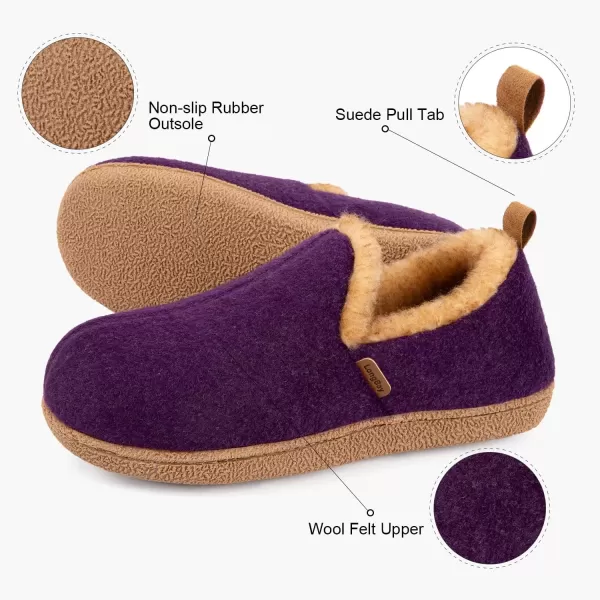 imageLongBay Womens Felt Bootie Slippers Warm Cozy Memory Foam Slipper Boots with Polar Fleece Lining Non Slip House Shoes Indoor OutdoorDeep Pink