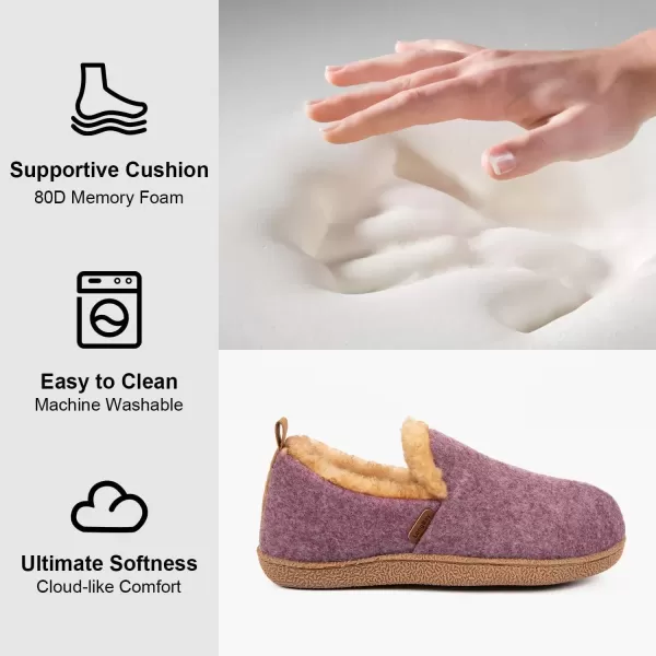 imageLongBay Womens Felt Bootie Slippers Warm Cozy Memory Foam Slipper Boots with Polar Fleece Lining Non Slip House Shoes Indoor OutdoorPurple
