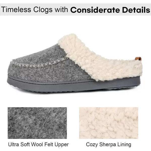 imageLongBay Womens Felt Sherpa Bedroom Slippers Warm Cozy WoolLike Moccasin Slippers for Indoor Outdoor Winter Memory Foam House Shoes SlipOn with Fuzzy Plush LiningGrey