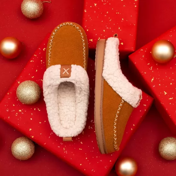 imageLongBay Womens Felt Sherpa Bedroom Slippers Warm Cozy WoolLike Moccasin Slippers for Indoor Outdoor Winter Memory Foam House Shoes SlipOn with Fuzzy Plush LiningCamel