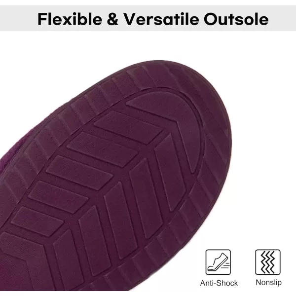 imageLongBay Womens Felt Sherpa Bedroom Slippers Warm Cozy WoolLike Moccasin Slippers for Indoor Outdoor Winter Memory Foam House Shoes SlipOn with Fuzzy Plush LiningPurple