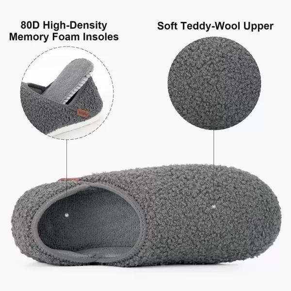 imageLongBay Womens Fuzzy House Slippers Cozy Warm Teddy Fleece Slip On House Shoes for Indoor OutdoorGrey