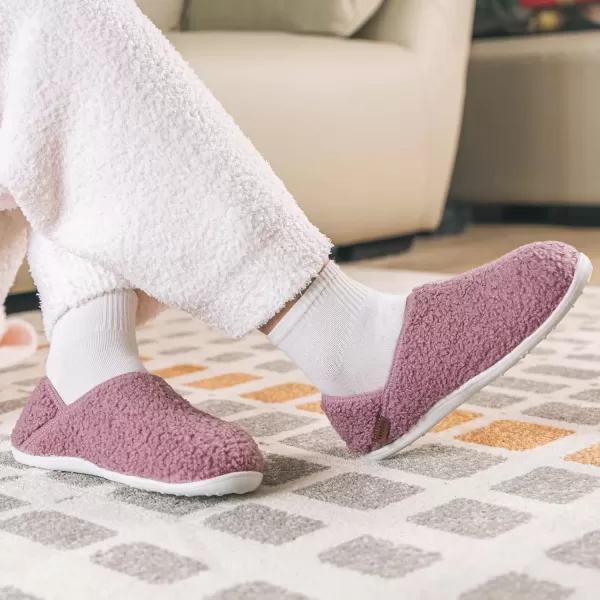 imageLongBay Womens Fuzzy House Slippers Cozy Warm Teddy Fleece Slip On House Shoes for Indoor OutdoorPink