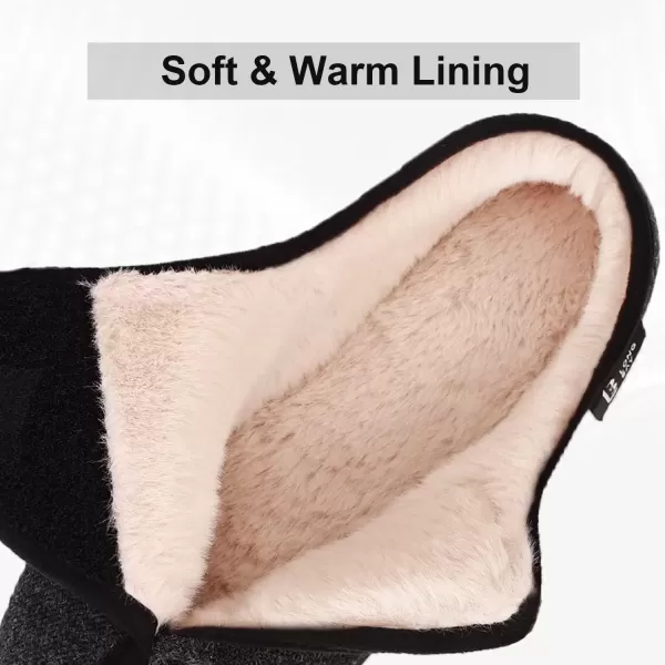 imageLongBay Womens House Slippers with Warm Furry Winter Diabetic Shoes Wide Width Non Slip for Elderly Orthopedic Neuropathy Indoor OutdoorBlack