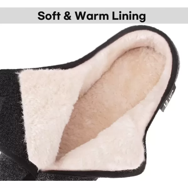 imageLongBay Womens House Slippers with Warm Furry Winter Diabetic Shoes Wide Width Non Slip for Elderly Orthopedic Neuropathy Indoor OutdoorDark Gray