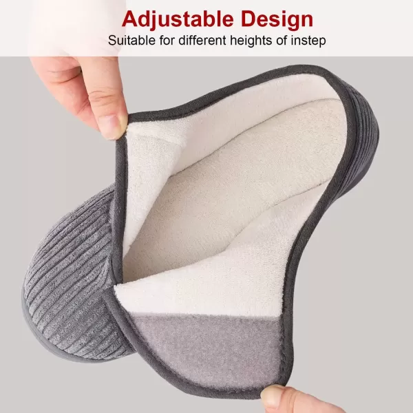 imageLongBay Womens House Slippers with Warm Furry Winter Diabetic Shoes Wide Width Non Slip for Elderly Orthopedic Neuropathy Indoor OutdoorFrench Grey