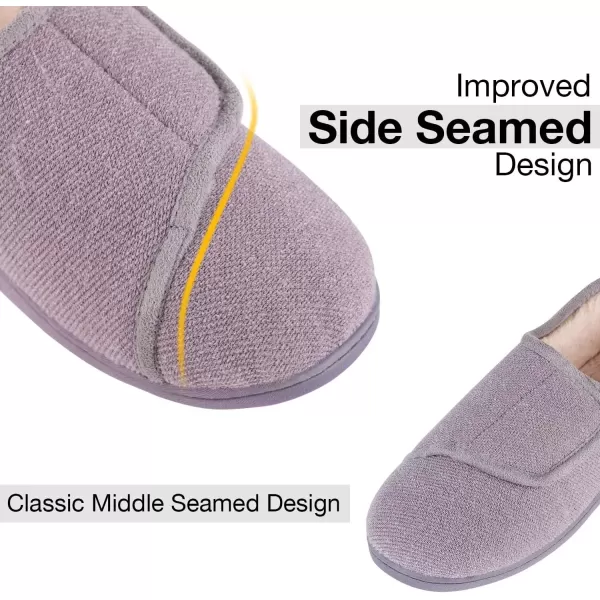 imageLongBay Womens House Slippers with Warm Furry Winter Diabetic Shoes Wide Width Non Slip for Elderly Orthopedic Neuropathy Indoor OutdoorGrey