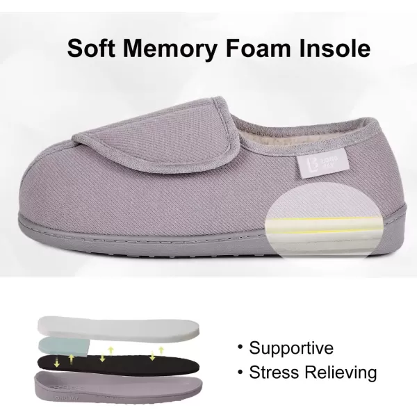 imageLongBay Womens House Slippers with Warm Furry Winter Diabetic Shoes Wide Width Non Slip for Elderly Orthopedic Neuropathy Indoor OutdoorGrey