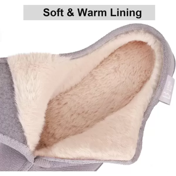 imageLongBay Womens House Slippers with Warm Furry Winter Diabetic Shoes Wide Width Non Slip for Elderly Orthopedic Neuropathy Indoor OutdoorGrey