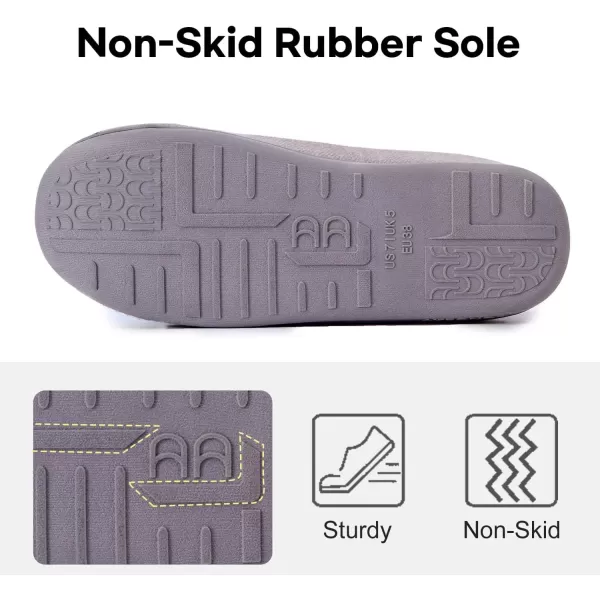 imageLongBay Womens House Slippers with Warm Furry Winter Diabetic Shoes Wide Width Non Slip for Elderly Orthopedic Neuropathy Indoor OutdoorGrey