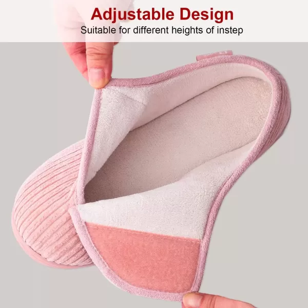 imageLongBay Womens House Slippers with Warm Furry Winter Diabetic Shoes Wide Width Non Slip for Elderly Orthopedic Neuropathy Indoor OutdoorMillennial Pink