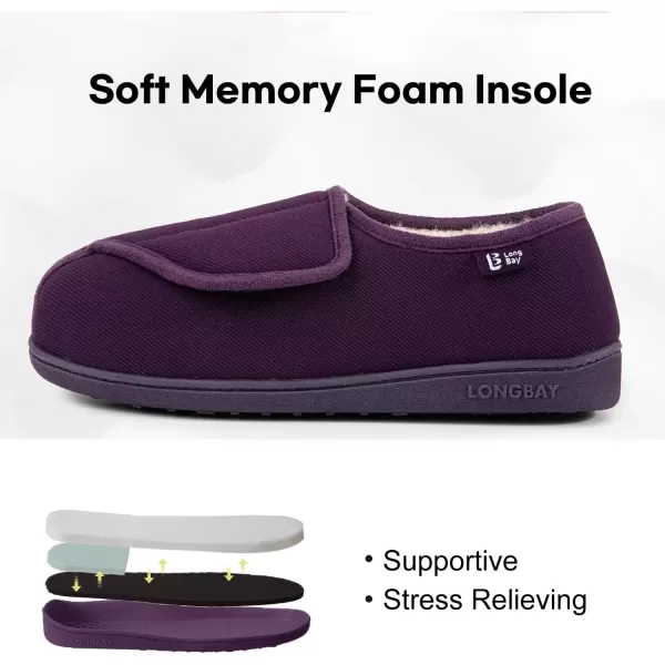 imageLongBay Womens House Slippers with Warm Furry Winter Diabetic Shoes Wide Width Non Slip for Elderly Orthopedic Neuropathy Indoor OutdoorPurple