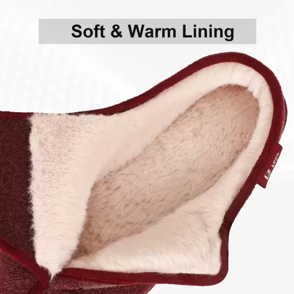 imageLongBay Womens House Slippers with Warm Furry Winter Diabetic Shoes Wide Width Non Slip for Elderly Orthopedic Neuropathy Indoor OutdoorWine Red
