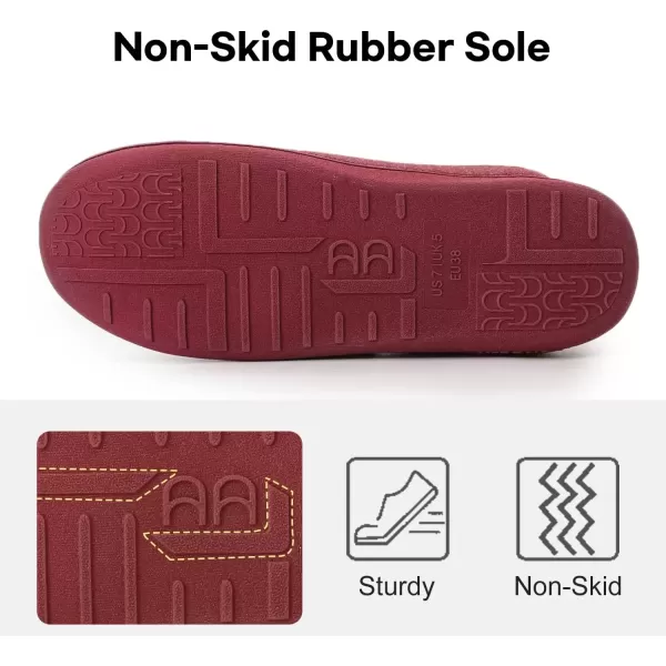 imageLongBay Womens House Slippers with Warm Furry Winter Diabetic Shoes Wide Width Non Slip for Elderly Orthopedic Neuropathy Indoor OutdoorWine Red
