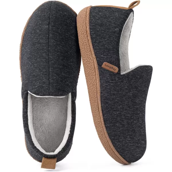 imageLongBay Womens Memory Foam House Shoes Cozy Brushed Jersey Slippers for Indoor OutdoorBlack