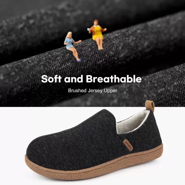 imageLongBay Womens Memory Foam House Shoes Cozy Brushed Jersey Slippers for Indoor OutdoorBlack