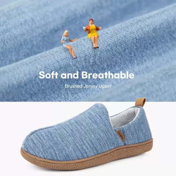 imageLongBay Womens Memory Foam House Shoes Cozy Brushed Jersey Slippers for Indoor OutdoorBlue
