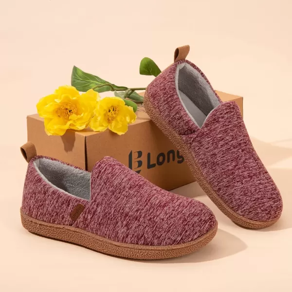 imageLongBay Womens Memory Foam House Shoes Cozy Brushed Jersey Slippers for Indoor OutdoorBurgundy