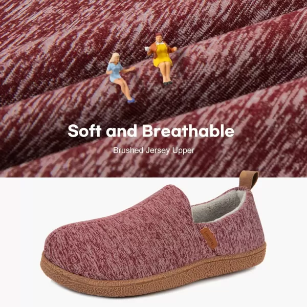imageLongBay Womens Memory Foam House Shoes Cozy Brushed Jersey Slippers for Indoor OutdoorBurgundy