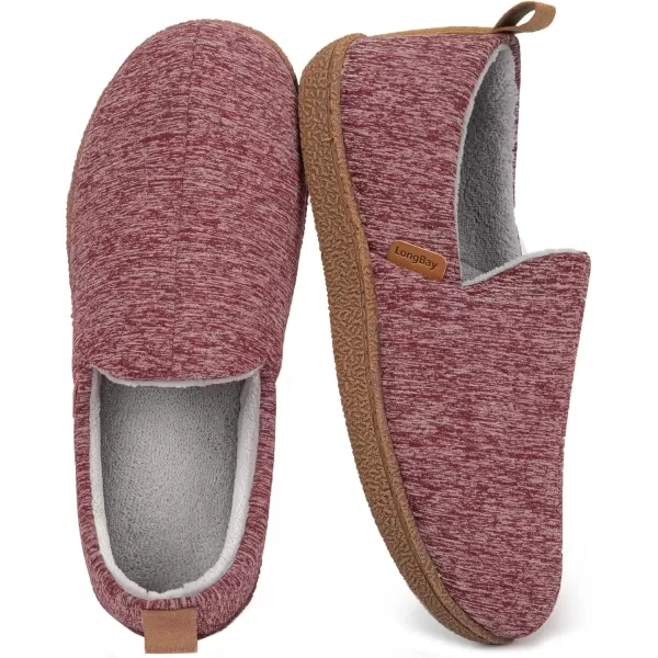 imageLongBay Womens Memory Foam House Shoes Cozy Brushed Jersey Slippers for Indoor OutdoorBurgundy