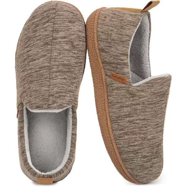imageLongBay Womens Memory Foam House Shoes Cozy Brushed Jersey Slippers for Indoor OutdoorCoffee