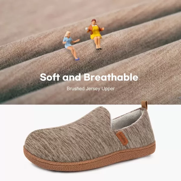 imageLongBay Womens Memory Foam House Shoes Cozy Brushed Jersey Slippers for Indoor OutdoorCoffee