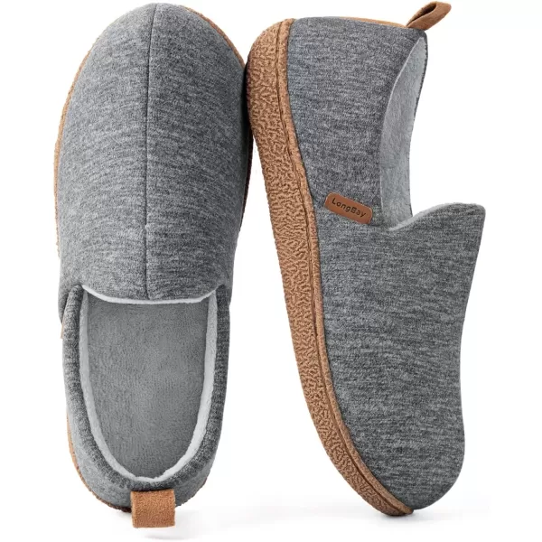 imageLongBay Womens Memory Foam House Shoes Cozy Brushed Jersey Slippers for Indoor OutdoorGrey