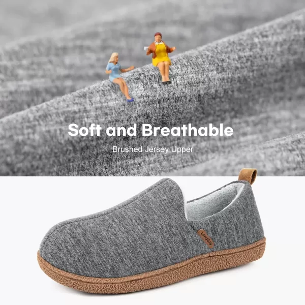 imageLongBay Womens Memory Foam House Shoes Cozy Brushed Jersey Slippers for Indoor OutdoorGrey