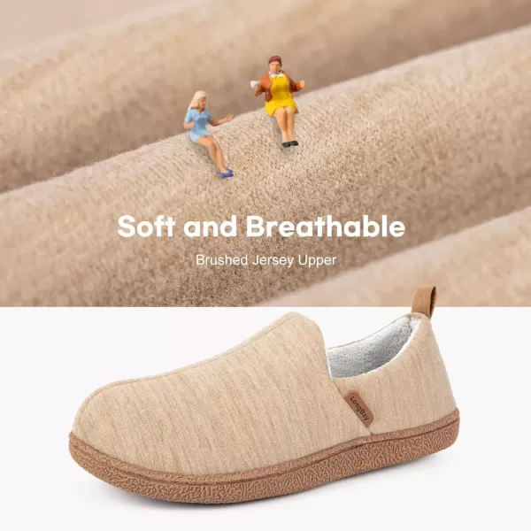 imageLongBay Womens Memory Foam House Shoes Cozy Brushed Jersey Slippers for Indoor OutdoorKhaki