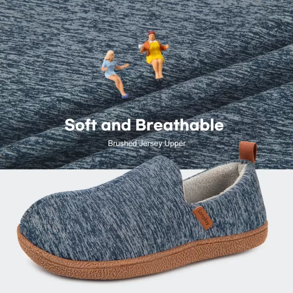 imageLongBay Womens Memory Foam House Shoes Cozy Brushed Jersey Slippers for Indoor OutdoorNavy Blue
