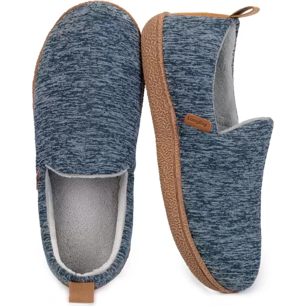imageLongBay Womens Memory Foam House Shoes Cozy Brushed Jersey Slippers for Indoor OutdoorNavy Blue