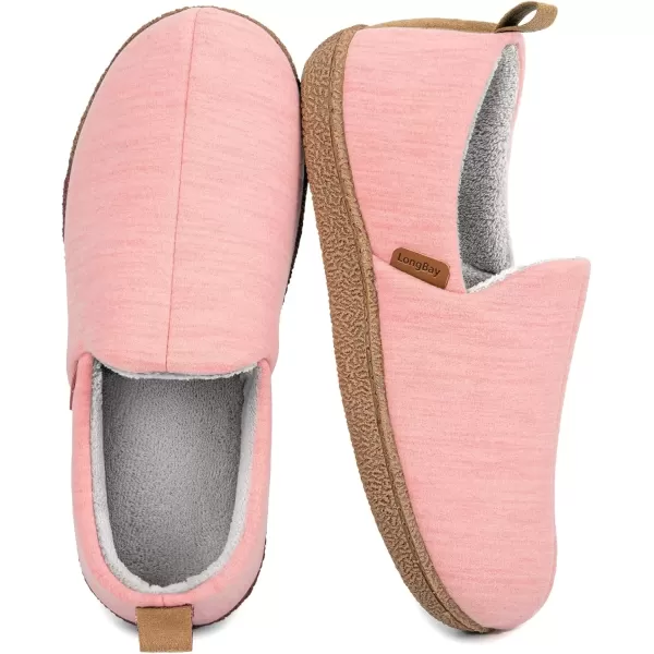 imageLongBay Womens Memory Foam House Shoes Cozy Brushed Jersey Slippers for Indoor OutdoorPink