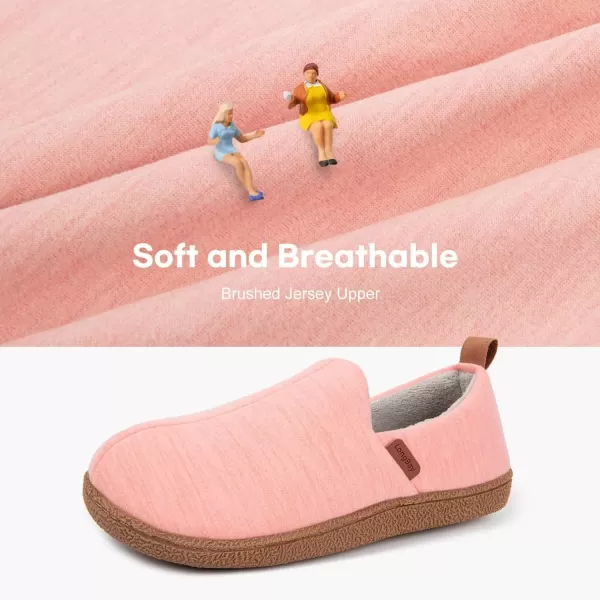 imageLongBay Womens Memory Foam House Shoes Cozy Brushed Jersey Slippers for Indoor OutdoorPink