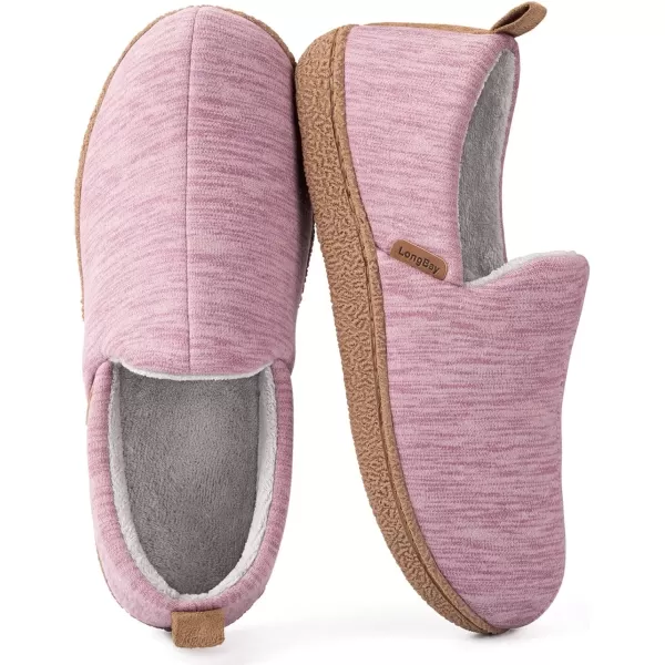 imageLongBay Womens Memory Foam House Shoes Cozy Brushed Jersey Slippers for Indoor OutdoorPurple