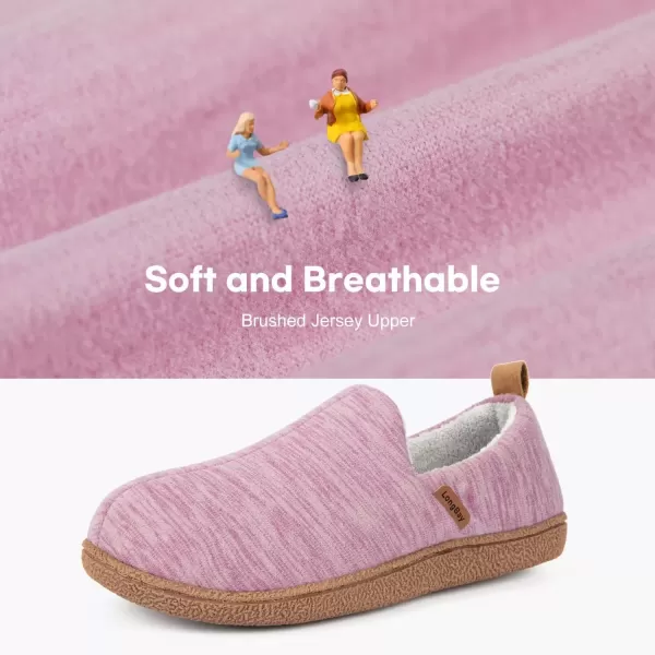 imageLongBay Womens Memory Foam House Shoes Cozy Brushed Jersey Slippers for Indoor OutdoorPurple
