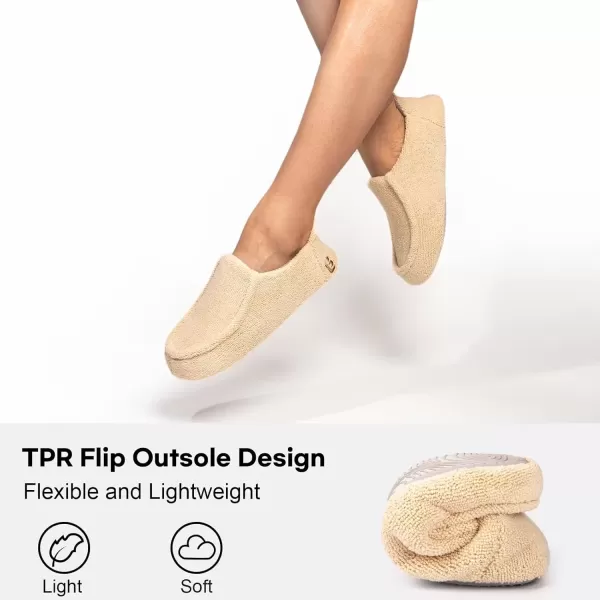 imageLongBay Womens Memory Foam Slippers Breathable Terry Cloth House Shoes for Ladies Washable Closed Hoodback Slippers Rubber Soles Indoor