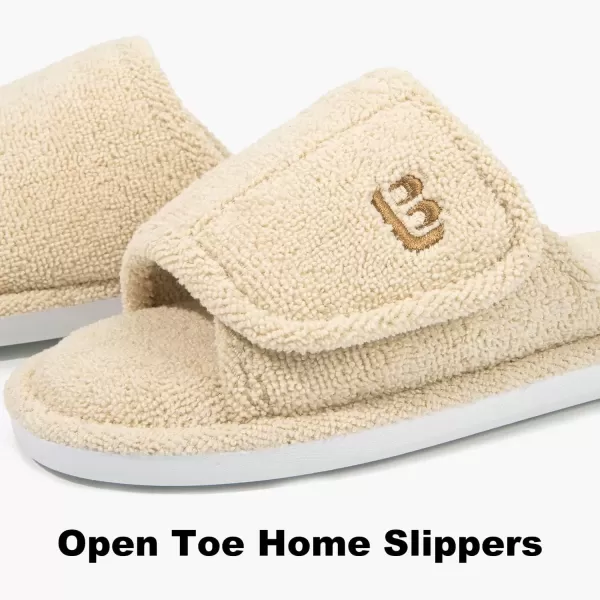 imageLongBay Womens Open Toe Slippers Memory Foam Adjustable Bedroom House Shoes for Indoor
