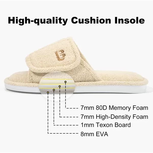 imageLongBay Womens Open Toe Slippers Memory Foam Adjustable Bedroom House Shoes for Indoor