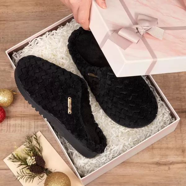 imageLongBay Womens SlipOn House Slippers Comfy Memory Foam Bedroom ShoesBlack