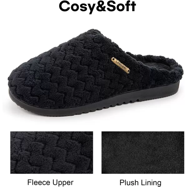 imageLongBay Womens SlipOn House Slippers Comfy Memory Foam Bedroom ShoesBlack